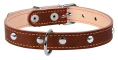 Ошейник для собак Collar кожа, коричневый повседневный двойной, обхват шеи 38-50 см