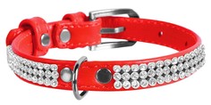 Ошейник для собак Collar Waudog Glamour с украшением Полотно стразы Красный 21-29 см