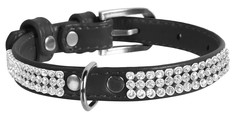 Ошейник для собак Collar Waudog Glamour с украшением Полотно стразы Черный 21-29 см