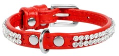 Ошейник для собак Collar Waudog Glamour с украшением Полотно стразы Красный 19-25 см