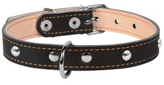 Ошейник для собак Collar двойной повседневный, кожа, черный, обхват шеи 38-50 см