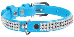 Ошейник для собак Collar Waudog Glamour с украшением Полотно стразы Голубой 21-29 см