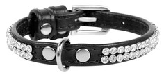 Ошейник для собак Collar Waudog Glamour с украшением Полотно стразы Черный 18-21 см