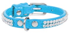Ошейник для собак Collar Waudog Glamour с украшением Полотно стразы Голубой 18-21 см