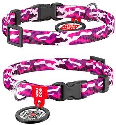 Ошейник для собак Collar Waudog Nylon с рисунком Розовый камо 20-30 см