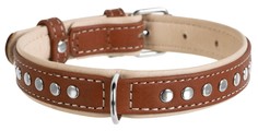 Ошейник для собак Collar Waudog Soft с металлическими украшением Коричневый 38-49 см