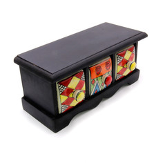 Шкатулка Black c керамическими ящечками 23x11x11cм 674104 Восточная лавка