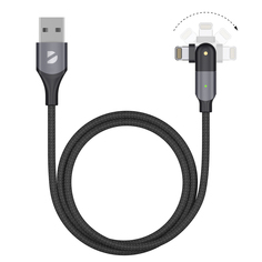 Кабель Deppa USB-A - Lightning, поворотный, 180˚ черный/72326
