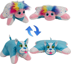 Подушка-игрушка Вывернушка 1Toy 2 в 1,Радужный Тролль-Блестящий Щенок Т12041