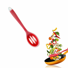 Силиконовая ложка с прорезями, цвет красный, Kitchen Angel KA-SSP-04
