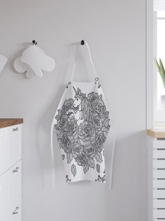 Фартук кухонный регулируемый "Единорог в цветах", универсальный размер Joy Arty