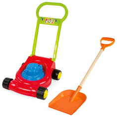 Игровой набор ZEBRATOYS Газонокосилка + Лопата 60 см. оранжевая 15-10631ЛО+