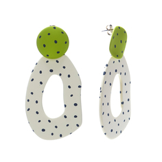 Серьги Moon Paris Del mare овал с принтом MoD-20.03-002 белые