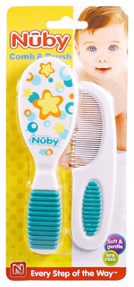 Детские щетка и расчёска Nuby с мягкой ручкой 711 цвета в ассортименте