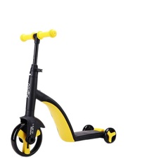 Детский трехколесный трансформер 3 в 1 Nadle самокат-беговел-велосипед, желтый