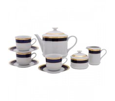 Сервиз чайный Leander Сабина Сине-золотая лента, 15 пр.