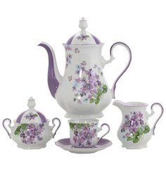 Кофейный сервиз на 6 персон 15 предметов (150 мл) Leander "Мэри-Энн Фиалка" 157763