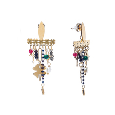 Серьги из бижутерного сплава с искусственным жемчугом/малахитом Moon Paris Mo-1911-213