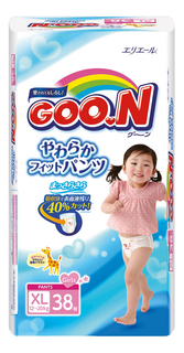 Подгузники-трусики Goon для девочек XL (12-20 кг), 38 шт.