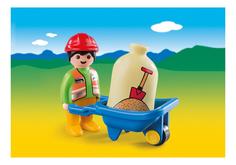 Игровой набор Playmobil 1.2.3.: строитель с тачкой