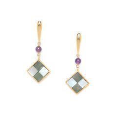 Серьги из бижутерного сплава с перламутром/аметистом Nature Bijoux NB21.1-12-75315