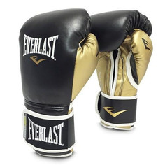 Перчатки тренировочные Everlast Powerlock PU 16oz черные/золотые