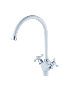 Смеситель для кухни (мойки) Cron CN4308-8 с высоким поворотным изливом, белый