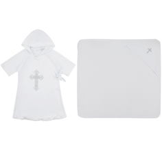Крестильный набор рубашка/пеленка Leader Kids, цвет: белый р.74-80