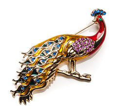 Брошь Moon Paris павлин со стразами (желтый)