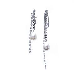 Серьги из бижутерного сплава с жемчугом/кристаллом Moon Paris MR-21.04-054