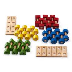 Развивающая игра ANDREU Toys Деревянный конструктор Болты и гайки, 56 деталей
