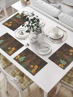 Комплект салфеток JoyArty "Цветы в чашках" для сервировки стола 32х46 см, 4шт