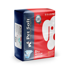 Подгузники для животных PET SOFT JEAN DIAPER одноразовые впитывающие размер M, 8шт