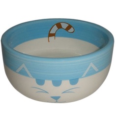 Миска для животных FOXIE Blue Cat голубая керамическая 11,5х11,5х5см 320мл
