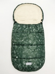 Конверт зимний меховой AMAROBABY Snowy Travel Зверята, хаки, 105 см