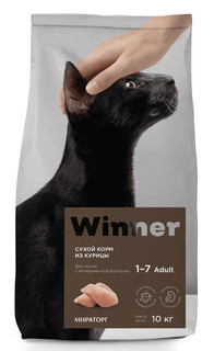 Сухой корм для кошек Winner Adult, при мочекаменной болезни с курицей , курица, 10кг