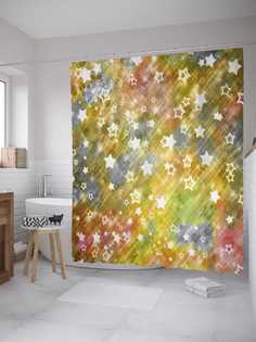 Штора (занавеска) для ванной JoyArty "Брызги звезд" из сатена, 180х200 см с крючками