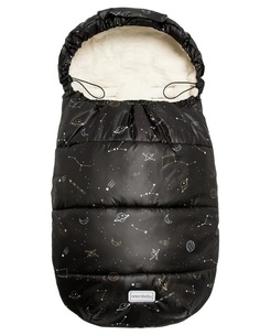 Конверт зимний меховой AMAROBABY Snowy Travel Космос, черный, 105 см