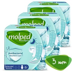 Гигиенические антибактериальные прокладки Molped Antibac Extra Long 3х6 шт/уп, 5070436/3