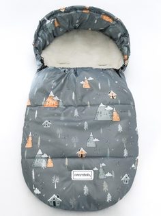 Конверт зимний меховой AMAROBABY Snowy Baby Горы, серый, 85 см