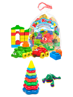 Набор развивающий Биплант Пирамида большая+Конструктор Кноп-Кнопыч 114 дет.+Команда КВА№1