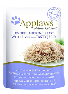 Влажный корм для кошек Applaws, кусочки курицы с печенью в желе, 70г