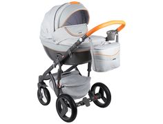 Коляска 3 в 1 Adamex Monte Carbon оранжево-серая GL000573024