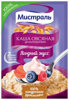 Овсяная каша Мистраль цельнозерновая ягодный мусс 40 г Mistral