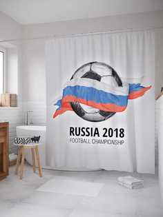 Штора для ванной JoyArty "Футбольный чемпионат 2018" из сатена, 180х200 см с крючками
