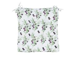 Подушка на стул "Guten Morgen" Black olives из рогожки; листья зеленый, 40х40