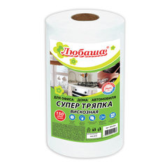 Салфетки в рулоне 150 шт. СУПЕР ТРЯПКА, 20х23 см, вискоза, 35 г/м2, белые, ЛЮБАША