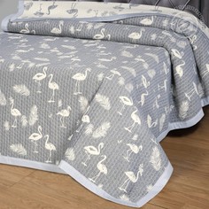 Покрывало Жаккардовое Фламинго серая 220х235 Евростандарт 100% Хлопок АРТ ДИЗАЙН