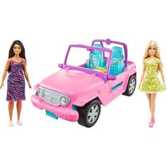 Barbie Кукла с подругой на розовом джипе GVK02