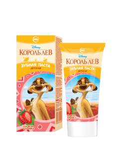 Детская зубная паста Король Лев сладкая клубника 2+, 62г Свобода